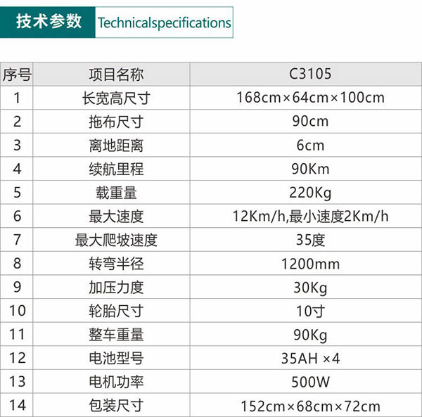 电动祁连尘推车C3105